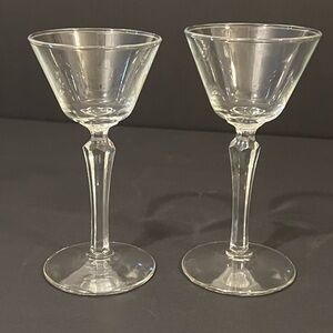 Libbey Cocktail Glass Set 2 Ounces Geometric Long Stem Clear Pair
